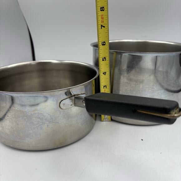 Revere Ware‎ 1801 Sauce Pan Pot Lot of 2 Stainless Steel No Lids - Picture 4 of 11
